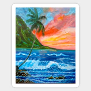 PALM TREE AND SUNSET Sticker